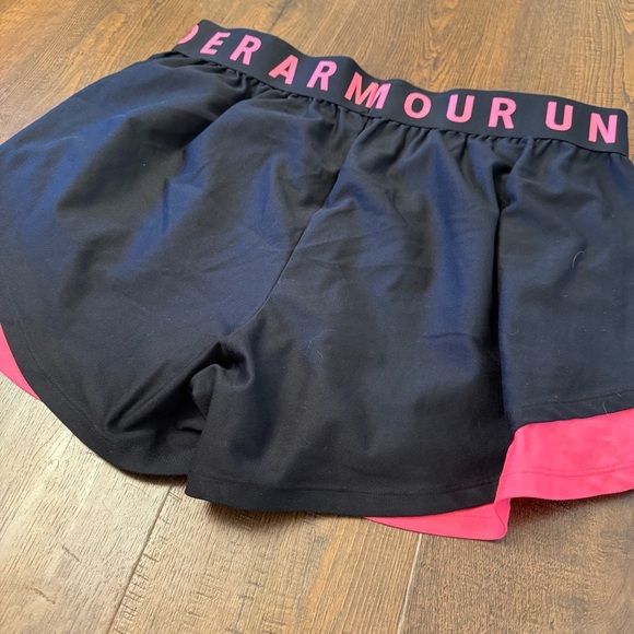 Under Armour Women's Black and Pink Shorts - Picture 2 of 4